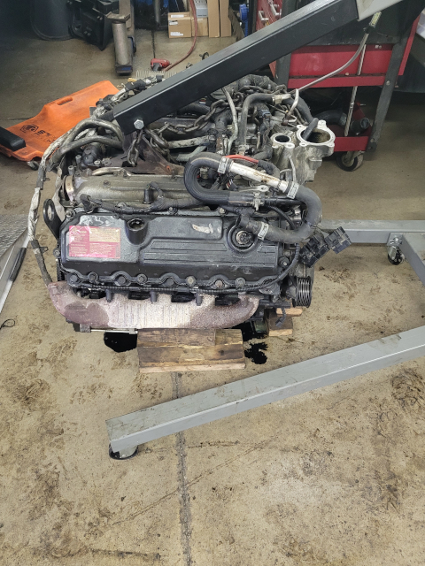 Ford Powerstroke engine removal for oil leak repair